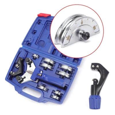 Precision glasses repair toolkit with screws, screwdrivers, and a specialized grooving tool for easy eyewear fixes. Compact case for convenient storage and portability.