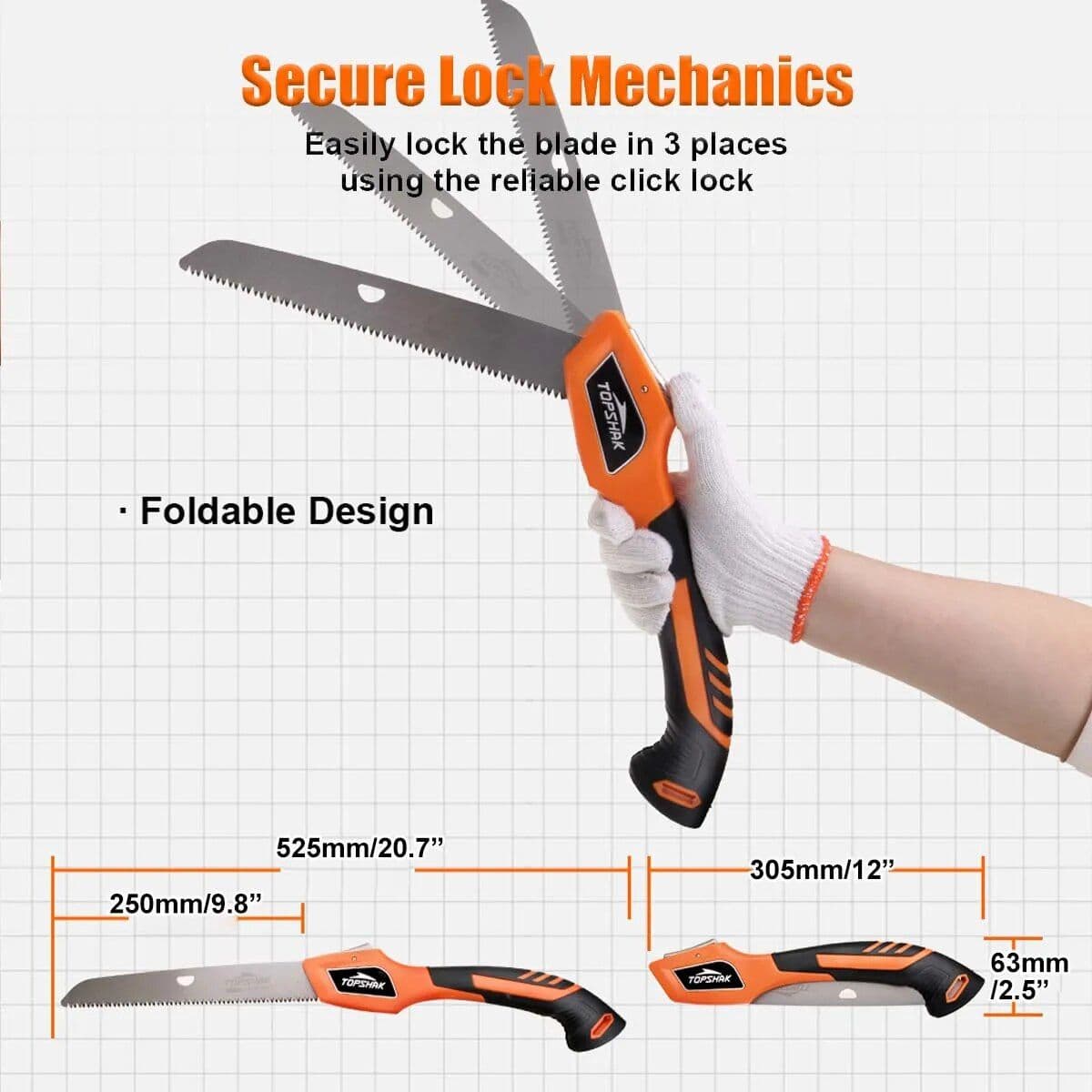 High-quality foldable saw with secure lock mechanism for safe, precise cutting in woodworking projects. Compact design makes it ideal for home, craft, and professional use.