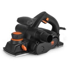 Black and orange power sander for woodworking and polishing. High-performance tool with ergonomic design, ideal for professional and DIY projects.