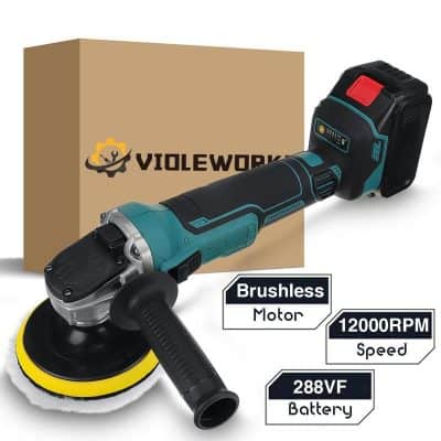 High-performance cordless buffer and polisher for professional and DIY use, featuring brushless motor, 1200 RPM, and 288VF battery for optimal car detailing and surface polishing.