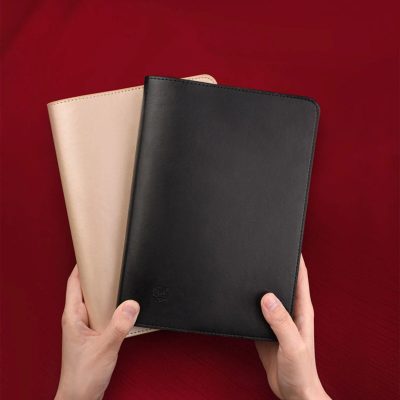Premium leather journal planners in black and beige, perfect for work, study, or personal use, offering stylish organization and durability.