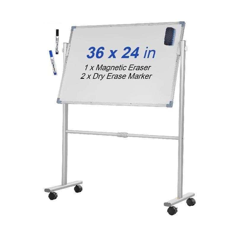 Whiteboard with magnetic eraser and dry erase markers, 36 x 24 inches, mobile whiteboard stand for office, classroom, and presentations, ideal for note-taking and visual aids.