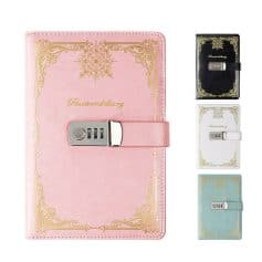 Stylish pink passport holder with secure lock, gold accents, and elegant design, perfect for travel safety and organization. Ideal for women who want to keep their passport and valuables secure while traveling.