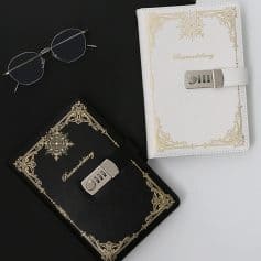 Alt text: Stylish visual display of password diaries and sunglasses, showcasing fashion accessories for optical needs at Monalisa Store.