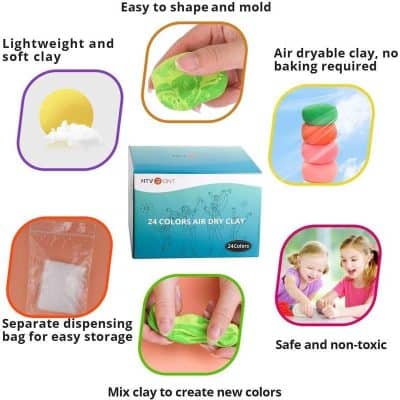Air dry non-toxic modeling clay for kids and adults.