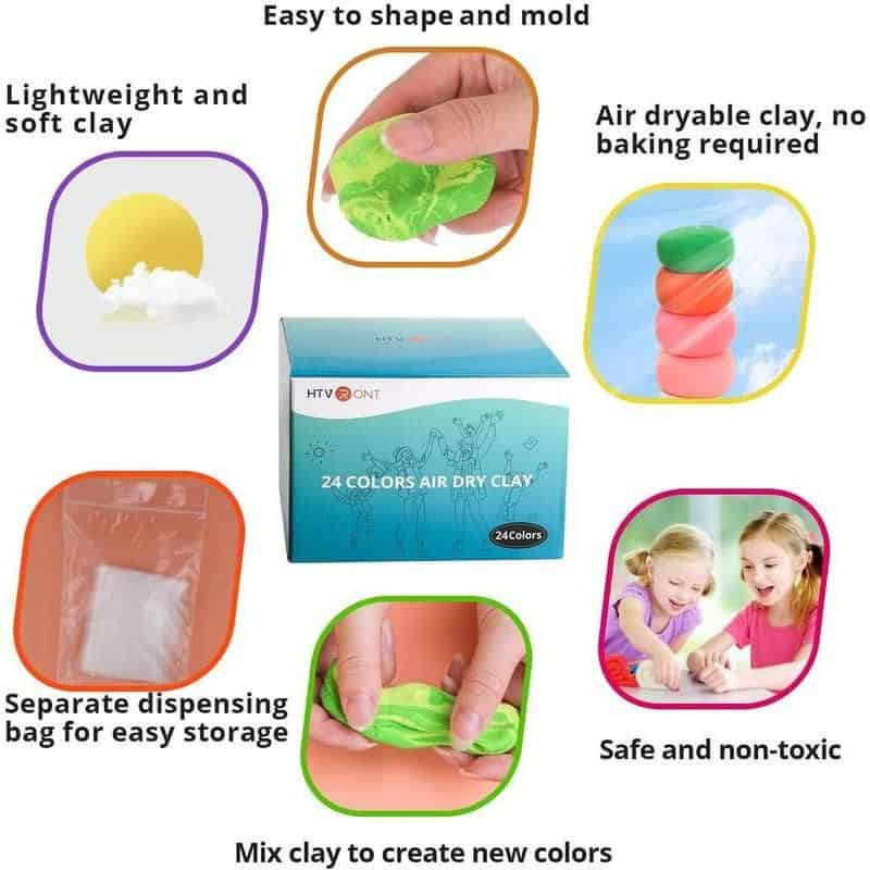 Air dry non-toxic modeling clay for kids and adults.
