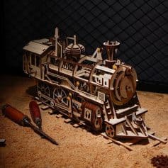 Alternative view of Clockwork Wooden Locomotive Model Kit
