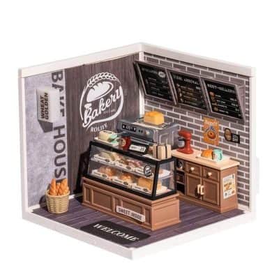 Charming bakery display with pastries, bread, and coffee items, perfect for opt-themed visuals; includes menu boards, cozy decor, and welcoming atmosphere.