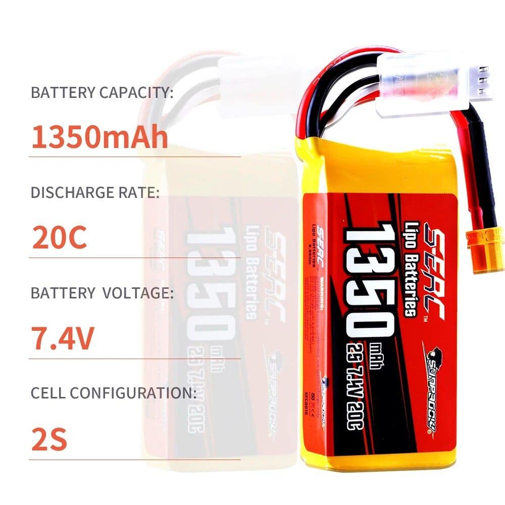 High-quality 1350mAh lithium polymer battery for electric scooters and bikes. Fast discharge rate, 7.4V voltage, and 2S cell configuration ensure reliable power and long-lasting performance.