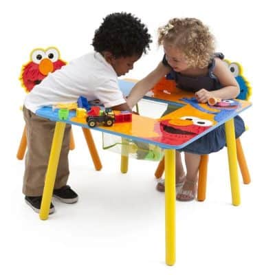 Bright Sesame Street Elmo themed kids table perfect for children’s playroom and learning activities. Spacious surface, durable construction, colorful design, great for preschoolers and toddlers.