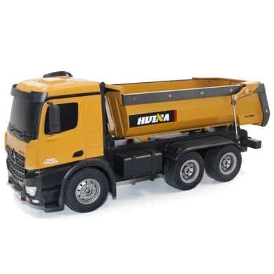 High-resolution scale model of a yellow dump truck, perfect for construction and industrial-themed collections, showcasing detailed design and realistic features for enthusiasts.