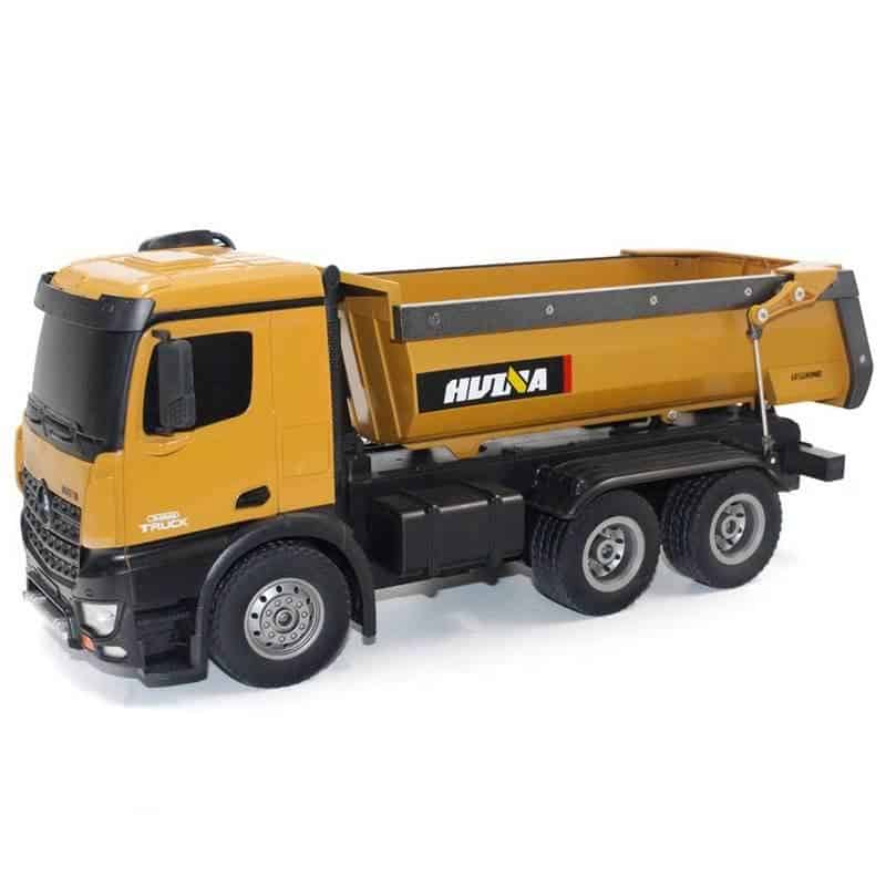 High-resolution scale model of a yellow dump truck, perfect for construction and industrial-themed collections, showcasing detailed design and realistic features for enthusiasts.