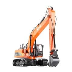 Compact orange mini excavator for construction and demolition projects. Ideal for tight spaces and detailed excavation work. Perfect for professionals seeking durable and reliable heavy equipment.