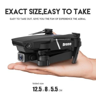Compact black drone with camera, perfect for aerial photography, travel, and fun outdoor activities. Easy to carry, lightweight, and foldable for convenience.
