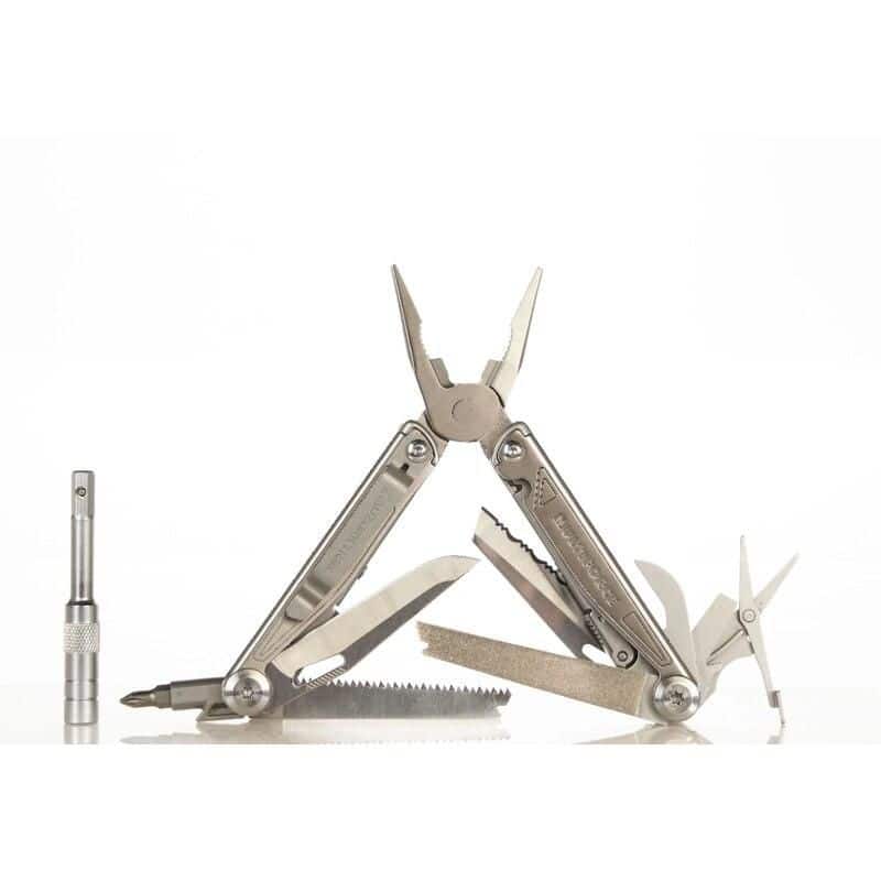 Versatile multi-tool with pliers, saw, screwdriver, and knife for repair work. Compact, durable, and ideal for maintenance, camping, and emergency tools.