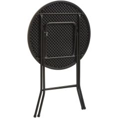 High-quality black foldable plastic chair with sturdy metal legs, ideal for interior and outdoor seating, cafes, and events. Compact and lightweight for easy storage and transport.