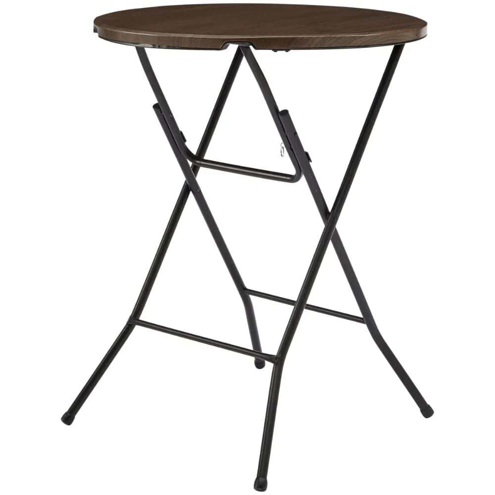 Versatile foldable table with a wooden top and metal legs, ideal for office, home, or outdoor settings. Compact, portable, and easy to store, perfect for casual dining, working, or small gatherings.