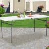Lightweight, portable outdoor table ideal for events, picnics, and gatherings with sturdy metal legs and a smooth white surface. Perfect for versatile outdoor use.
