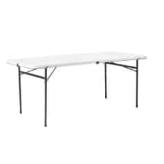 Versatile white medical exam table with sturdy black metal frame, perfect for clinics and medical offices. Lightweight, durable, and easy to store, ideal for patient examinations and healthcare settings.