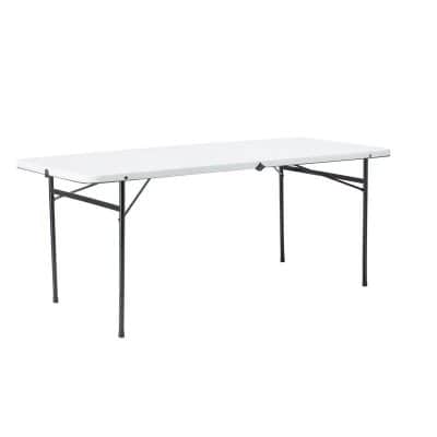 Versatile white medical exam table with sturdy black metal frame, perfect for clinics and medical offices. Lightweight, durable, and easy to store, ideal for patient examinations and healthcare settings.