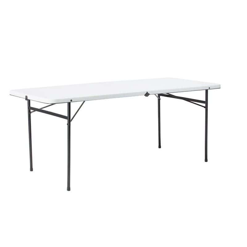 Versatile white medical exam table with sturdy black metal frame, perfect for clinics and medical offices. Lightweight, durable, and easy to store, ideal for patient examinations and healthcare settings.