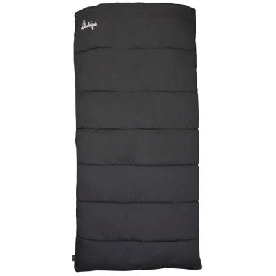 Black Puffy Sleeping Bag for Camping and Outdoors.