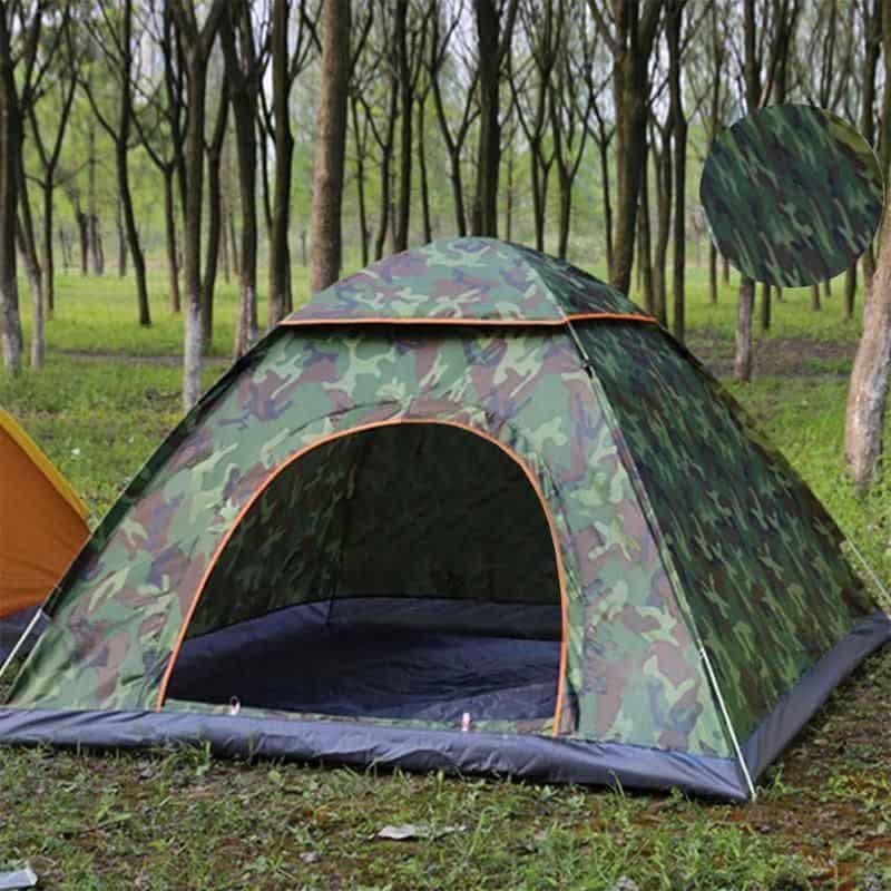 High-quality camouflage camping tent for outdoor adventures and hunting trips with easy setup and weather resistance. Durable, lightweight, and perfect for camping in forest environments.