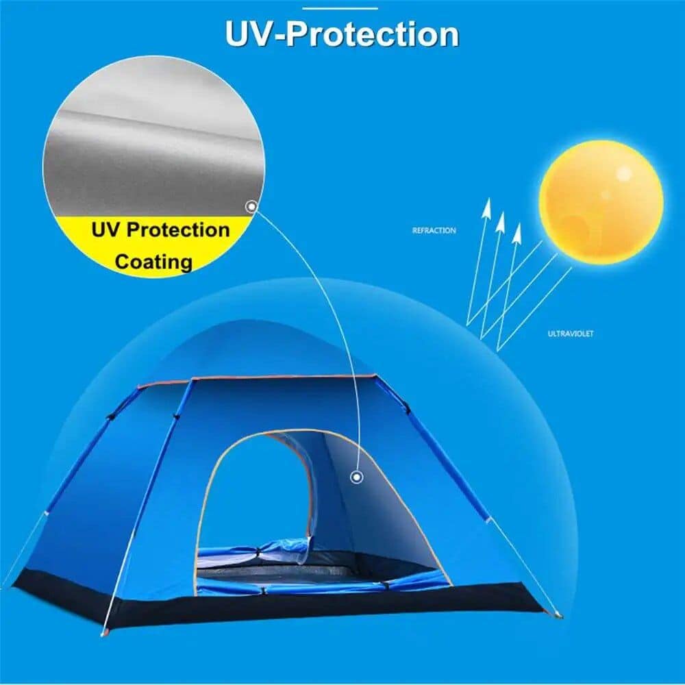 High-quality UV protection tent with UV coating for outdoor sun protection, ideal for camping, beach trips, or outdoor activities, featuring UV-reflective technology for maximum sun defense.