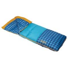 Versatile blue and yellow sleeping bag for outdoor camping, travel, and rest with durable, cozy lining and a compact design for easy transport; ideal for all seasons and outdoor adventures.