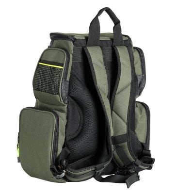 Durable green travel and sports backpack with multiple compartments, ergonomic design, and water-resistant material, ideal for outdoor activities and daily use.