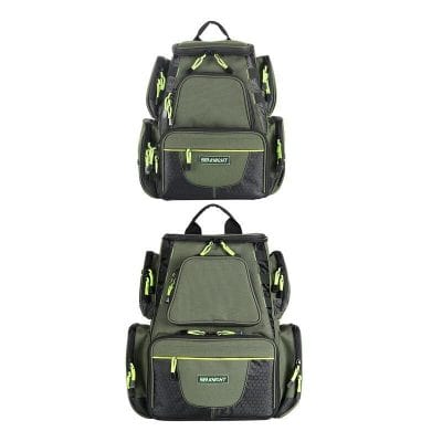 Durable green and black backpack with multiple compartments, ideal for travel, school, and outdoor activities. Features padded straps, spacious design, and organized storage for essentials.