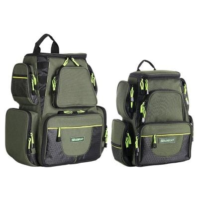 Durable green travel backpack with multiple compartments for optometry equipment, lenses, and tools. Lightweight with ergonomic design, ideal for eye care professionals on the go.
