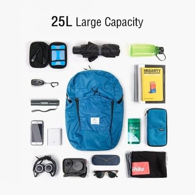 Versatile travel backpack with 25L capacity, perfect for daily trips or outdoor adventures. Includes travel accessories like water bottles, gadgets, and organizers for a convenient travel experience.