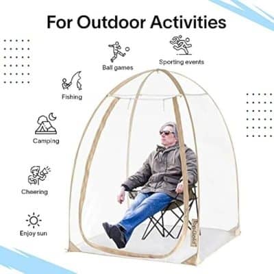 Portable sun shelter for outdoor activities, ideal for camping, fishing, sports events, and relaxing outdoors, providing shade and comfort during sunny days.