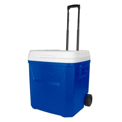 Portable cooling and storage cooler for beverages and food, perfect for outdoor events and medical use, lightweight with wheels for easy transportation.