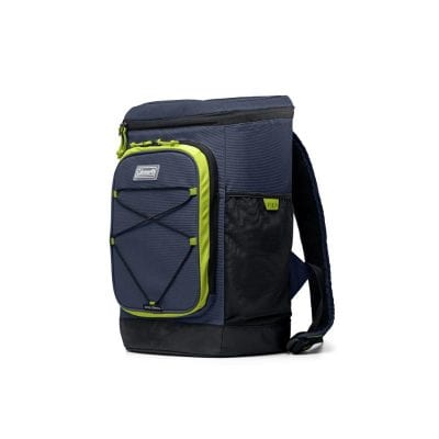 Stylish navy blue and black backpack with multiple compartments, ideal for students and travelers, featuring water-resistant material and ergonomic design for comfort.