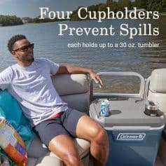 Optimal boat cooler with cup holders.