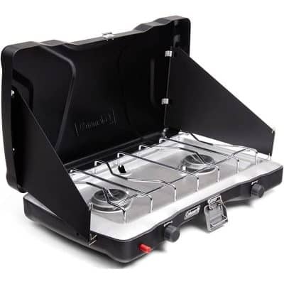 High-quality portable gas stove for outdoor cooking, camping, and travel with two burners, adjustable heat, and safety features for reliable performance.