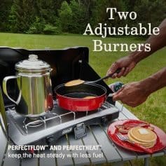 Versatile two adjustable burners for outdoor cooking, perfect for camping, picnics, or backyard grilling. Reliable and easy to use for convenient meal preparation anytime.
