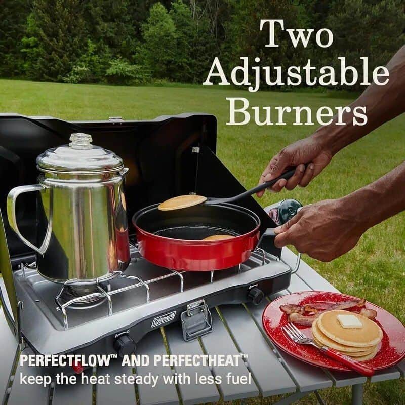Versatile two adjustable burners for outdoor cooking, perfect for camping, picnics, or backyard grilling. Reliable and easy to use for convenient meal preparation anytime.