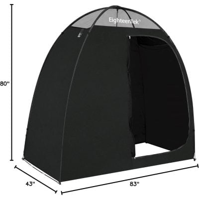 Lightweight black camping tent with easy setup, ideal for outdoor camping, hiking, and travel adventures. Features spacious interior and durable weather-resistant fabric.