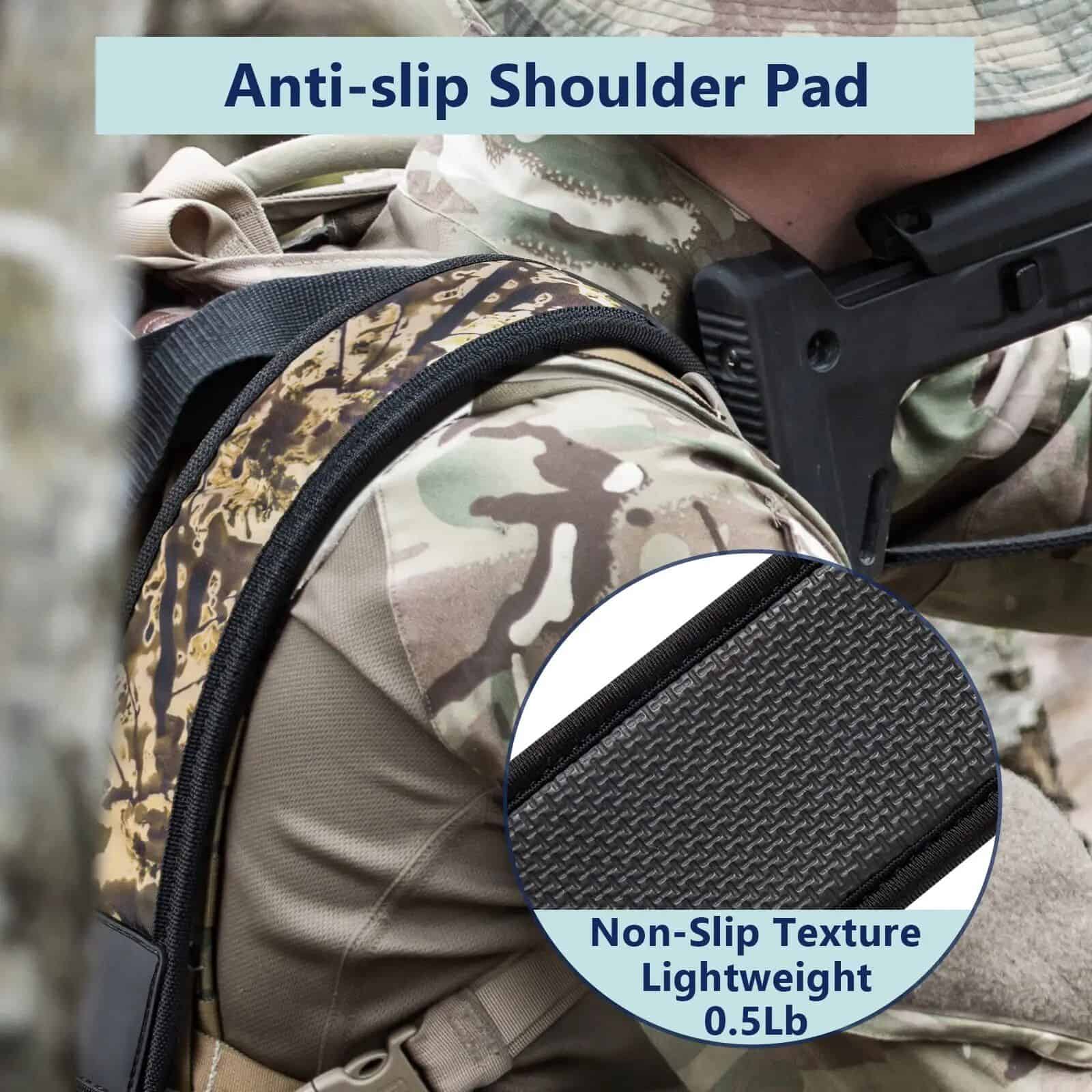 Durable lightweight anti-slip shoulder pad for comfortable carrying; perfect for travel, hiking, and outdoor activities. Enhances fatigue-free use with non-slip texture; weighs only 0.5 pounds.