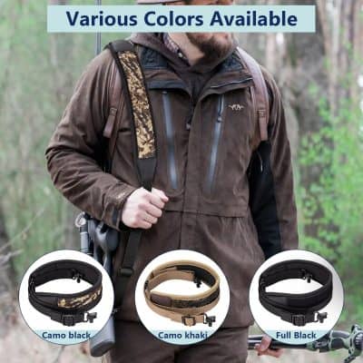 Comfortable camouflage collar options in black, khaki, and full black, perfect for outdoor and winter activities.