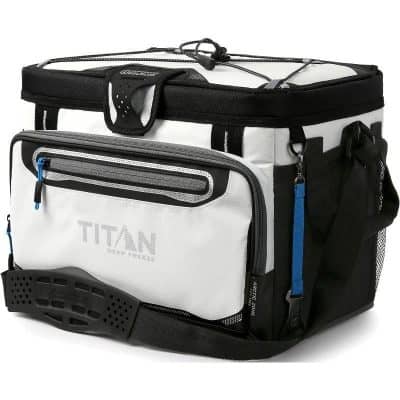 Durable medical cooler bag with insulated compartments for temperature-sensitive eye care products. Perfect for transporting eyewear and lenses securely during trips or appointments.