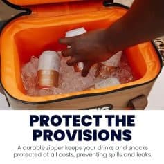 Durable medical cooler keeps drinks and snacks cold, preventing spills and leaks for safe storage of pharmaceuticals and supplements during transit or storage.