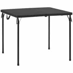 Durable black and metal foldable table suitable for medical exams, patient consultations, and healthcare environments. Compact, lightweight, easy to store and transport.
