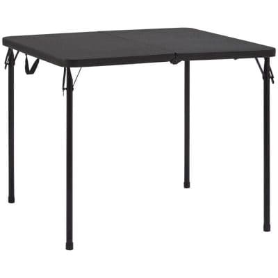 Durable black and metal foldable table suitable for medical exams, patient consultations, and healthcare environments. Compact, lightweight, easy to store and transport.