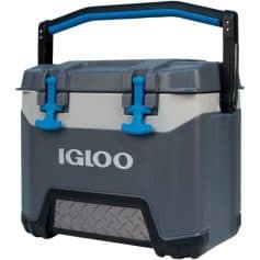 Heavy-duty portable cooler with insulated interior for medical supplies, beverages, and perishable items, featuring durable handles and secure latches for reliable transport.