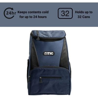 Durable insulated backpack cooler keeps food and beverages cold for up to 24 hours, holding up to 32 cans, perfect for picnics, travel, and outdoor activities.