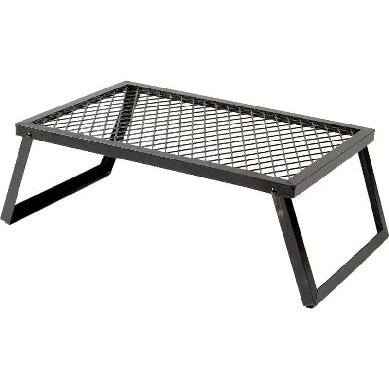 Elevate your space with this modern black metal table featuring a sturdy grid surface and angled legs, ideal for stylish storage, workspace, or decor accents.